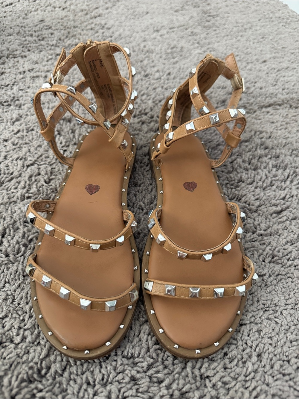 Steve Madden Kids Tan Studded Strappy Sandals